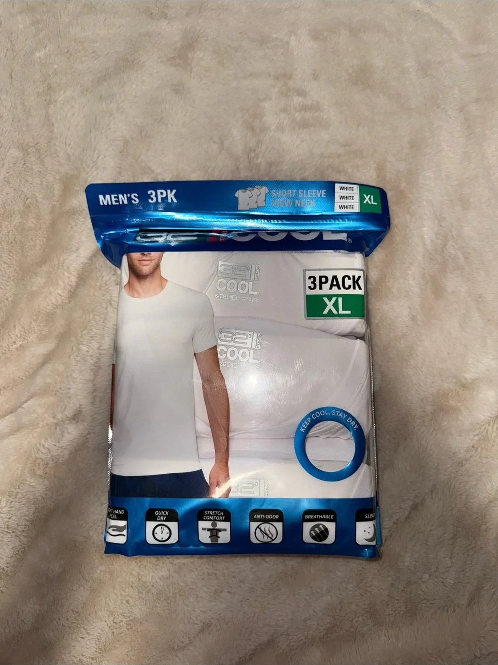 32 Degrees Men's 3-Pack Short Sleeve Crew Neck Undershirts - White